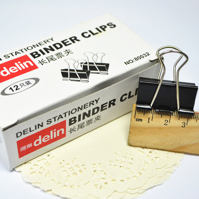 【大量批發(fā)得琳 32mm 黑色長尾夾】價(jià)格,廠家,圖片,夾子,上海奧果商貿(mào)-